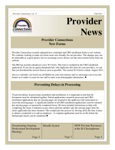 Provider News Provider Connections New Forms