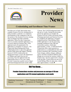 Provider News Credentialing and Enrollment Time Frames