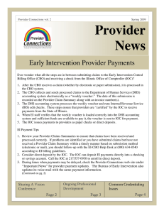 Provider News Early Intervention Provider Payments