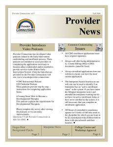 Provider News Issues Provider Introduces
