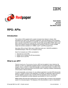 Red paper RPG: APIs Introduction