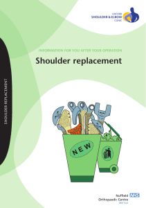 Shoulder replacement INFORMATION FOR YOU AFTER YOUR OPERATION SHOULDER REPLACEMENT SHOULDER &amp; ELBOW
