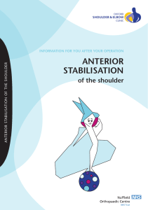 ANTERIOR STABILISATION of the shoulder INFORMATION FOR YOU AFTER YOUR OPERATION
