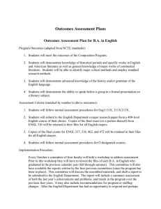 Outcomes Assessment Plans Outcomes Assessment Plan for B.A. in English