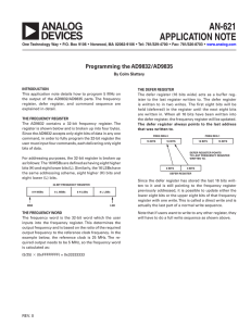 AN-621 APPLICATION NOTE Programming the AD9832/AD9835 By Colm Slattery