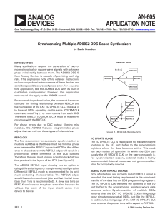 a AN-605 APPLICATION NOTE Synchronizing Multiple AD9852 DDS-Based Synthesizers