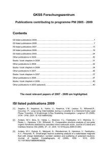 GKSS Forschungszentrum  Contents Publications contributing to programme PNI 2005 - 2009