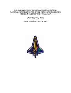 COLUMBIA ACCIDENT INVESTIGATION BOARD (CAIB)/ NATIONAL AERONAUTICS AND SPACE ADMINISTRATION (NASA)