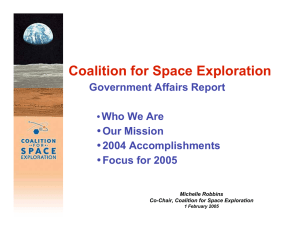 Coalition for Space Exploration  Who We Are Our Mission