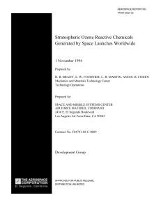 Stratospheric Ozone Reactive Chemicals Generated by Space Launches Worldwide 1 November 1994