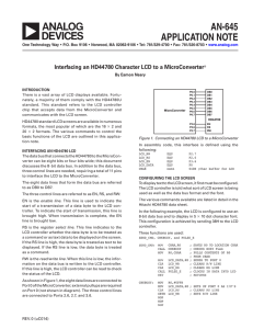 AN-645 APPLICATION NOTE Interfacing an HD44780 Character LCD to a MicroConverter