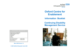 Oxford Centre for Enablement Information  Booklet Continuing Disability