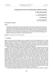 A Comparative Overview of the Verbal System in Albanian and... Dr. Mirela Xhaferraj (Mitro) Journal of Educational and Social Research