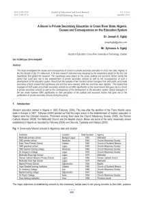 A Boom in Private Secondary Education in Cross River State,... Causes and Consequences on the Education System