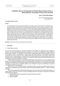 A Qualitative Study on the Application of Problem-Based Teaching Theory... Music Education: The Example of Artvin Çoruh University