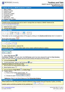 Toolbars and Tabs SMART Board Quick Reference Card Staff Development