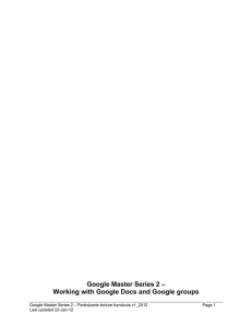 – Google Master Series 2 Working with Google Docs and Google groups