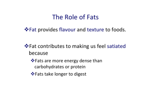 The Role of Fats Fat flavour texture