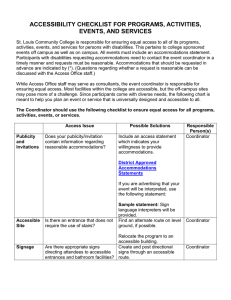 ACCESSIBILITY CHECKLIST FOR PROGRAMS, ACTIVITIES, EVENTS, AND SERVICES