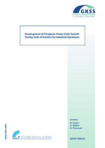 Development of European Creep Crack Growth GKSS 2004/6 Authors: