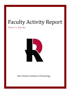 Faculty Activity Report Rose-Hulman Institute of Technology