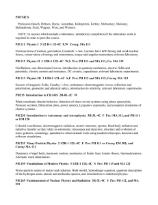 PHYSICS Professors Bunch, Ditteon, Duree, Joenathan, Kirkpatrick, Kirtley, McInerney, Moloney,