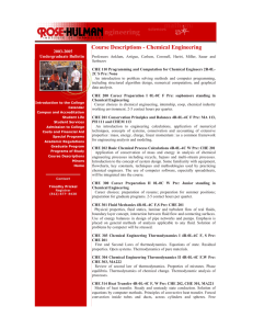 Course Descriptions - Chemical Engineering 2003-2005 Undergraduate Bulletin