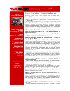 Course Descriptions - Chemical Engineering 2006-2007 Undergraduate Bulletin