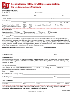 Reinstatement  OR Second Degree Application for Undergraduate Students STUDENT INFORMATION: