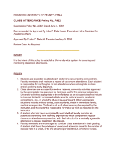 CLASS ATTENDANCE-Policy No. A062