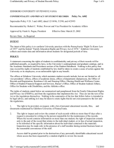 Page 1 of 6 Confidentiality and Privacy of Student Records Policy