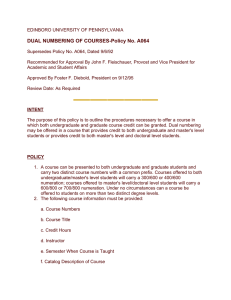 DUAL NUMBERING OF COURSES-Policy No. A064