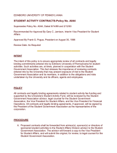 STUDENT ACTIVITY CONTRACTS-Policy No. A044