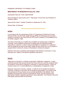 MISCONDUCT IN RESEARCH-Policy No. C034