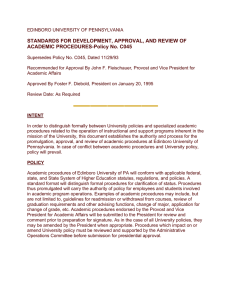 STANDARDS FOR DEVELOPMENT, APPROVAL, AND REVIEW OF ACADEMIC PROCEDURES-Policy No. C045