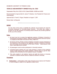 VEHICLE USE/UNIVERSITY OWNED-Policy No. C022