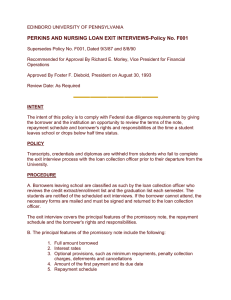 PERKINS AND NURSING LOAN EXIT INTERVIEWS-Policy No. F001