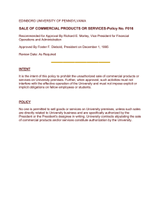 SALE OF COMMERCIAL PRODUCTS OR SERVICES-Policy No. F016
