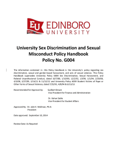 University Sex Discrimination and Sexual Misconduct Policy Handbook Policy No. G004