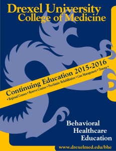 Continuing Education 2015-2016 Behavioral Healthcare Education