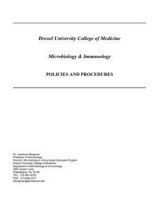 Drexel University College of Medicine Microbiology &amp; Immunology POLICIES AND PROCEDURES