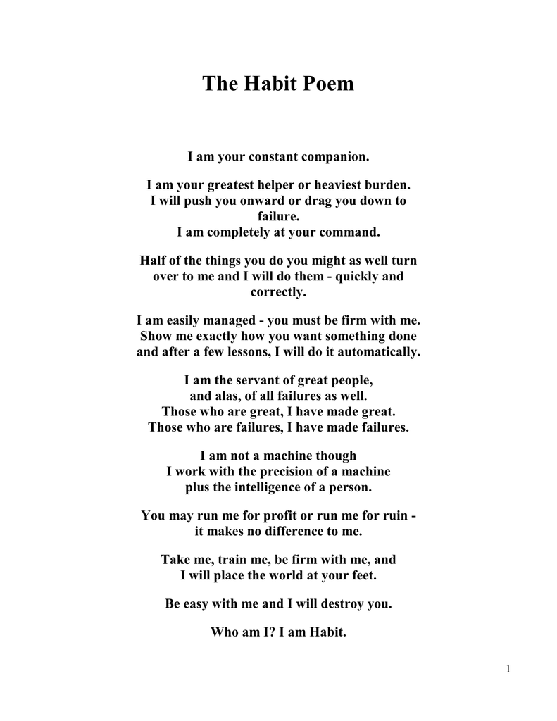 The Habit Poem