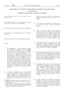 REGULATION (EU) No 1052/2013 OF THE EUROPEAN PARLIAMENT AND OF... of 22 October 2013 establishing the European Border Surveillance System (Eurosur)