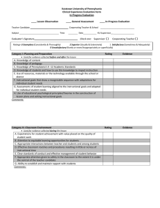 Kutztown University of Pennsylvania  Clinical Experience Evaluation Form  In‐Progress Evaluation   