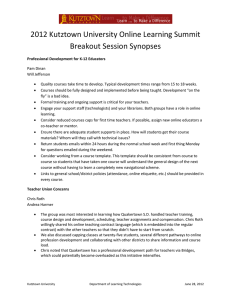 2012 Kutztown University Online Learning Summit Breakout Session Synopses