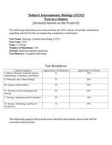 Subject Assessments: Biology (5235) Test at a Glance