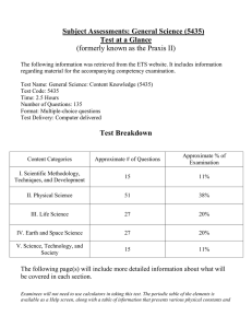 Subject Assessments: General Science (5435) Test at a Glance