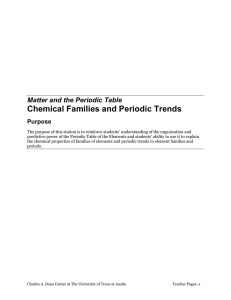 Chemical Families and Periodic Trends Matter and the Periodic Table Purpose