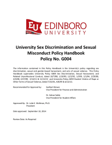 University Sex Discrimination and Sexual Misconduct Policy Handbook Policy No. G004