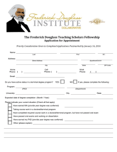 The Frederick Douglass Teaching Scholars Fellowship Application for Appointment